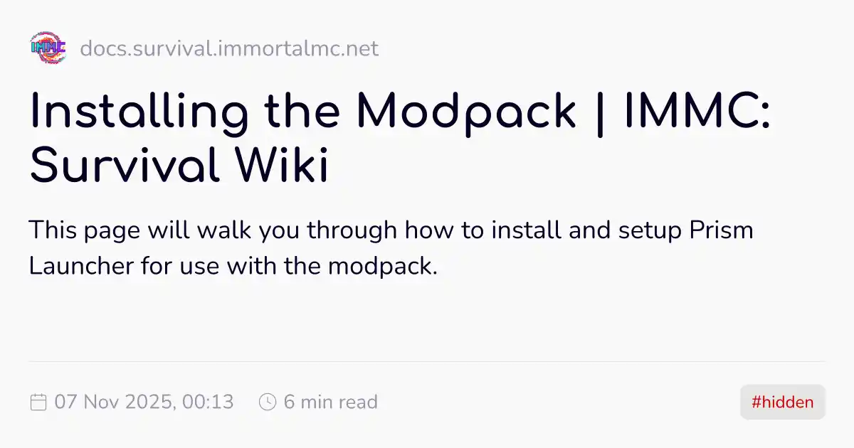 Installing the Modpack | IMMC: Survival Wiki